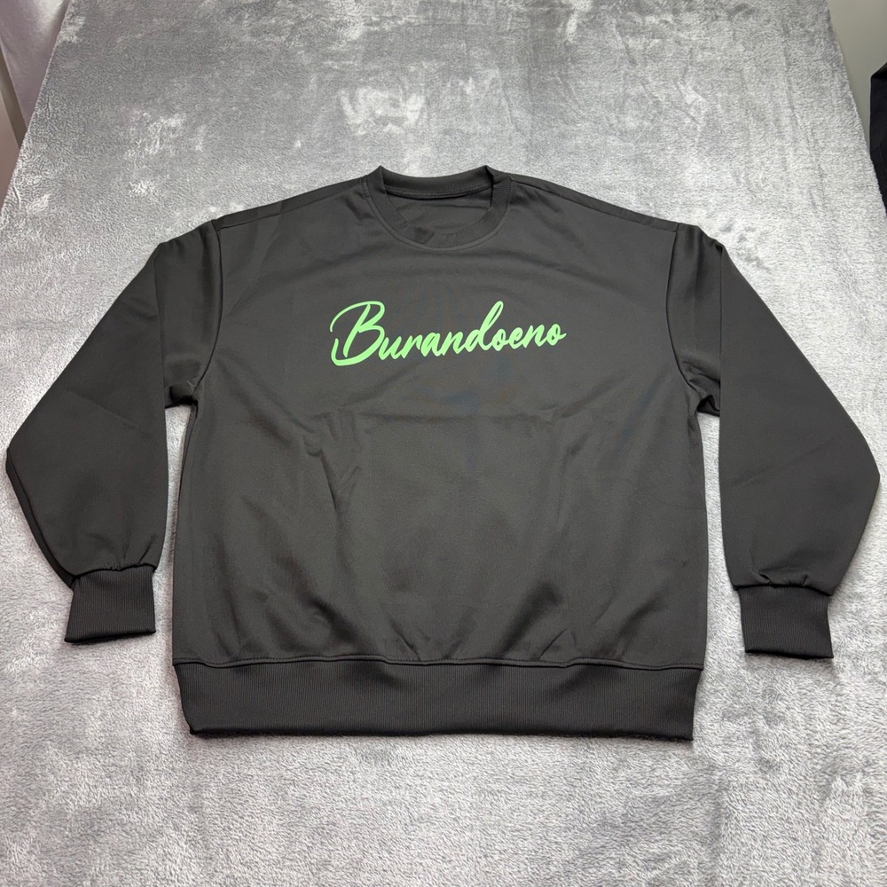 Burandoeno Sweatshirt Mens XL‎ Black Excellent Green Graphic Smiley Pullover